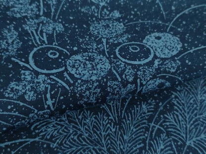平和屋着物●本藍　型絵染　訪問着　紬地　草花文　やまと金ラベル　正絹　逸品　未使用　DABD1250ps