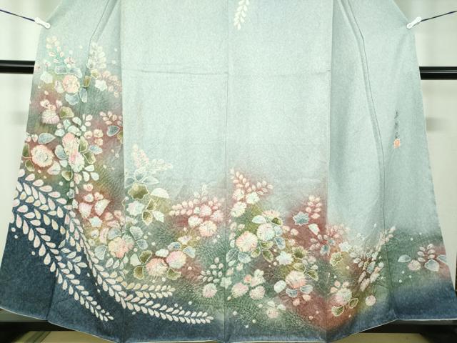 平和屋着物●訪問着　作家物　絞り　辻が花　暈し染め　金通し地　正絹　逸品　DABD1251ps
