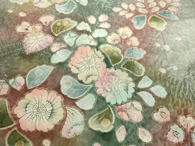 平和屋着物●訪問着　作家物　絞り　辻が花　暈し染め　金通し地　正絹　逸品　DABD1251ps