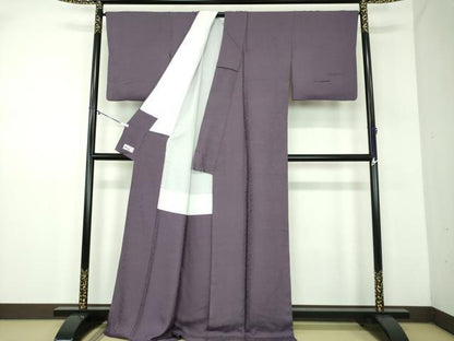 平和屋着物●上質な色無地　花鳥地紋　濃鼠色　やまと誂製　正絹　逸品　DABD1252ps