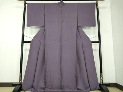 平和屋着物●上質な色無地　花鳥地紋　濃鼠色　やまと誂製　正絹　逸品　DABD1252ps