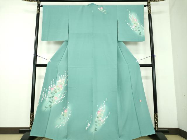 平和屋着物●訪問着　友禅　作家物　草花文　暈し染め　正絹　逸品　DABD1253ps