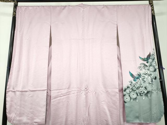 平和屋着物●染色作家　斉藤三才　振袖　長襦袢(袷)セット　三才鳥　秋草文　暈し染め　正絹　逸品　未使用　DABD1256ps