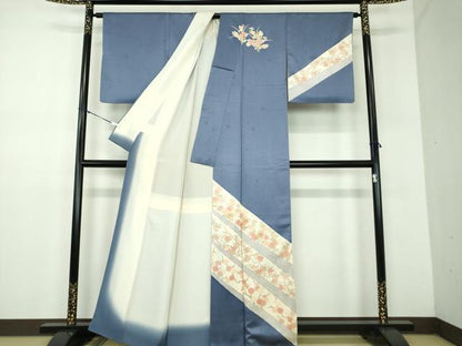 平和屋着物●十日町老舗ブランド　吉澤友禅　吾妻徳穂　訪問着　駒刺繍　吉祥花文　金彩　正絹　逸品　DABD1257ps