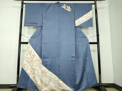 平和屋着物●十日町老舗ブランド　吉澤友禅　吾妻徳穂　訪問着　駒刺繍　吉祥花文　金彩　正絹　逸品　DABD1257ps