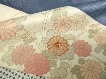 平和屋着物●十日町老舗ブランド　吉澤友禅　吾妻徳穂　訪問着　駒刺繍　吉祥花文　金彩　正絹　逸品　DABD1257ps