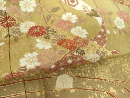 平和屋着物●訪問着　刺繍　枝垂れ桜　流水鬘帯花文　暈し染め　金彩　やまと誂製　正絹　逸品　DABD1262ps