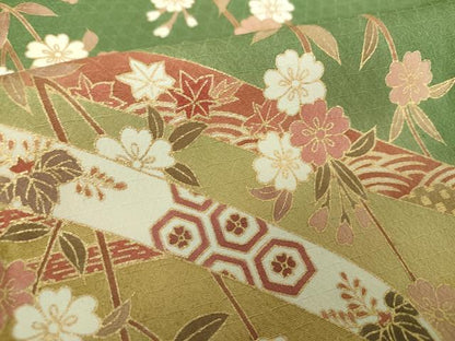 平和屋着物●訪問着　刺繍　枝垂れ桜　流水鬘帯花文　暈し染め　金彩　やまと誂製　正絹　逸品　DABD1262ps