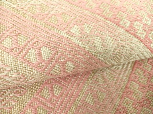 平和屋着物●八寸名古屋帯　こぎん刺し　菱文　正絹　逸品　DABD1273ps
