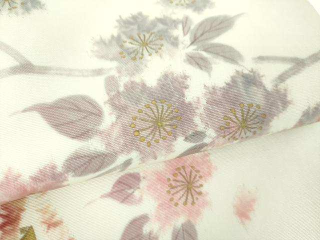 平和屋着物●京都府指定無形文化財　染色作家　小倉建亮の弟子　市瀬史郎　塩瀬　九寸名古屋帯　絞り　桜　金彩　正絹　逸品　DABD1274ps