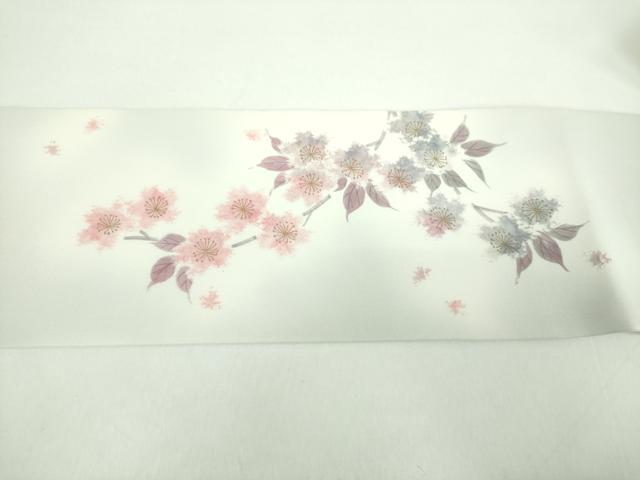 平和屋着物●京都府指定無形文化財　染色作家　小倉建亮の弟子　市瀬史郎　塩瀬　九寸名古屋帯　絞り　桜　金彩　正絹　逸品　DABD1274ps