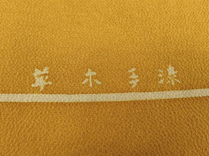 平和屋着物●九寸名古屋帯　作家物　型染　草木手染　花鳥文　鬼しぼ縮緬　正絹　逸品　DABD1280ps