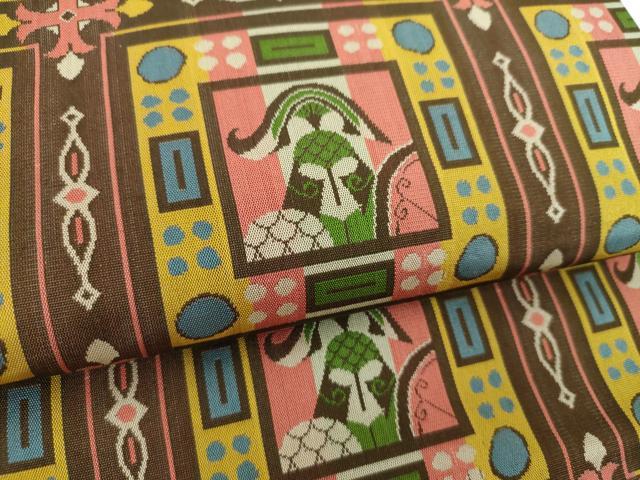 平和屋着物●龍村美術織物　九寸開き名古屋帯　コプト甲冑異文　正絹　逸品　DABD1282ps