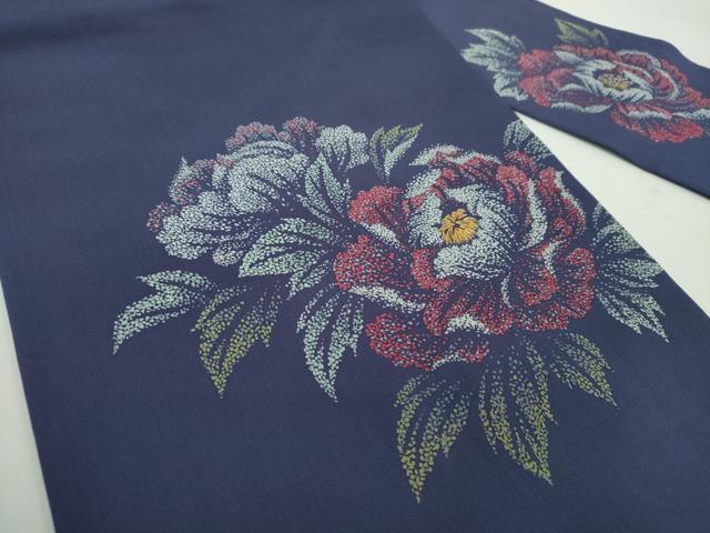 平和屋着物●塩瀬　九寸名古屋帯　駒刺繍　牡丹文　金銀彩　正絹　逸品　DABD1287ps