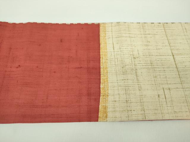 平和屋着物●九寸名古屋帯　生紬　変わり間道　正絹　逸品　DABD1295ps