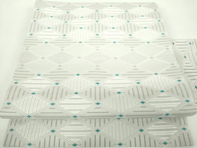 平和屋着物●九寸名古屋帯　菱繋ぎ　正絹　逸品　未使用　DABD1297ps