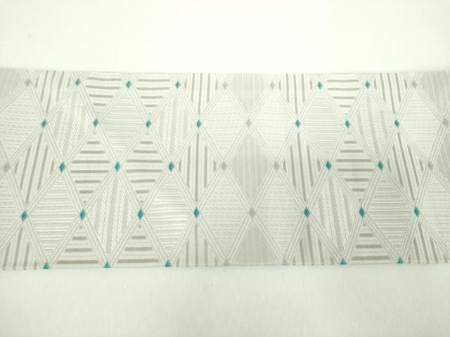 平和屋着物●九寸名古屋帯　菱繋ぎ　正絹　逸品　未使用　DABD1297ps