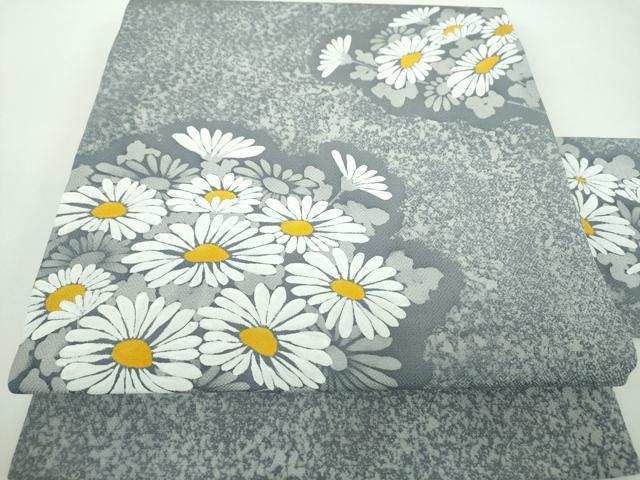平和屋着物●九寸名古屋帯　手描き　菊文　正絹　逸品　未使用　DABD1300ps