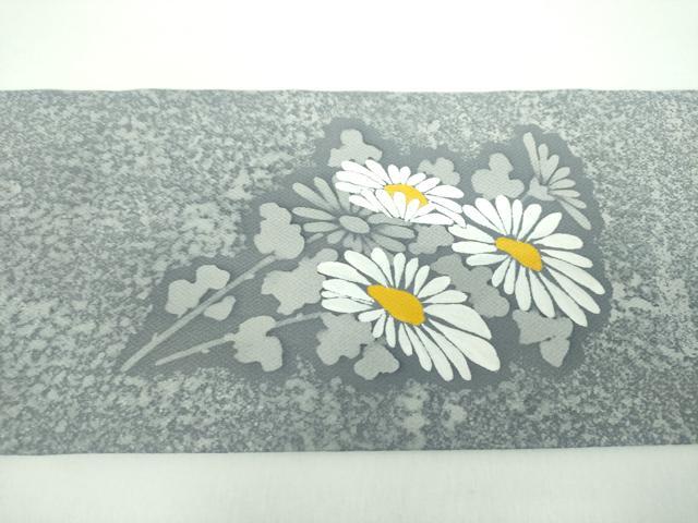 平和屋着物●九寸名古屋帯　手描き　菊文　正絹　逸品　未使用　DABD1300ps