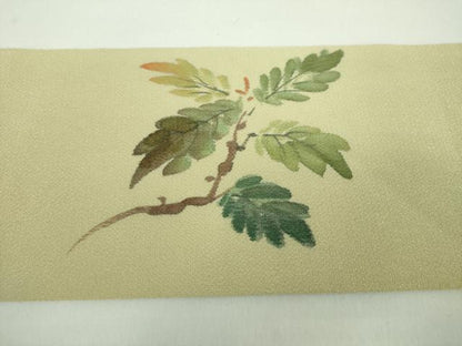 平和屋着物●九寸名古屋帯　手描き　栗　鬼しぼ縮緬　正絹　逸品　DABD1301ps