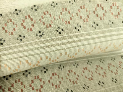 平和屋着物▽八寸名古屋帯 スリーシーズン 春夏秋 紬地 花織 菱文 正絹 逸品 DABD1303ps