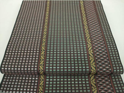 平和屋着物●本場筑前博多織　八寸名古屋帯　変わり間道　正絹　逸品　未使用　DABD1304ps