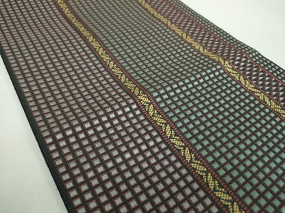 平和屋着物●本場筑前博多織　八寸名古屋帯　変わり間道　正絹　逸品　未使用　DABD1304ps