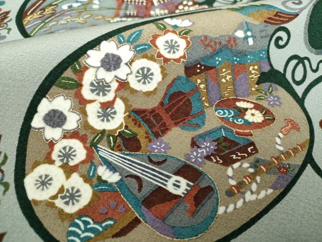 平和屋着物●全通柄九寸名古屋帯　四季　行事　祭　金彩　正絹　逸品　DABD1306ps