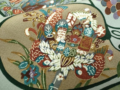 平和屋着物●全通柄九寸名古屋帯　四季　行事　祭　金彩　正絹　逸品　DABD1306ps