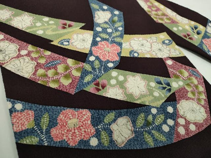 平和屋着物●九寸名古屋帯　絞り　辻が花　鬼しぼ縮緬　正絹　逸品　DABD1308ps