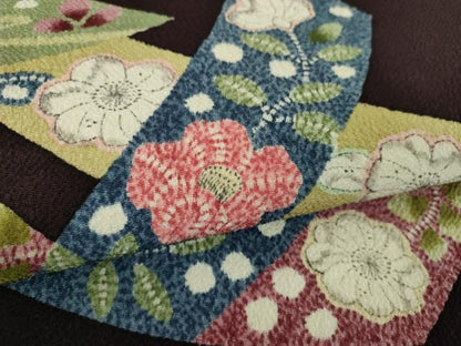 平和屋着物●九寸名古屋帯　絞り　辻が花　鬼しぼ縮緬　正絹　逸品　DABD1308ps