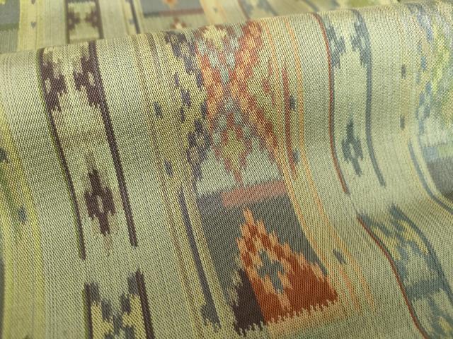 平和屋着物●全通柄九寸名古屋帯　菱間道　正絹　逸品　DABD1311ps