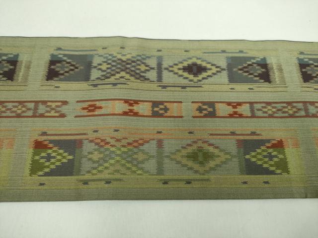 平和屋着物●全通柄九寸名古屋帯　菱間道　正絹　逸品　DABD1311ps