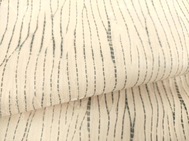 平和屋着物●全通柄九寸名古屋帯　杢目絞り　草花文　正絹　逸品　DABD1312ps