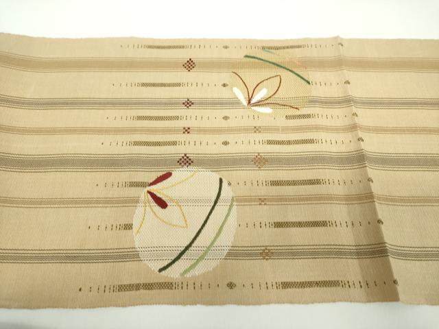 平和屋着物●八寸名古屋帯　刺繍　花織　花丸文　正絹　逸品　DABD1313ps