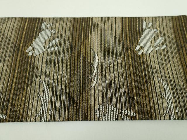 平和屋着物●九寸名古屋帯　露芝跳兎　金糸　正絹　逸品　未使用　DABD1314ps