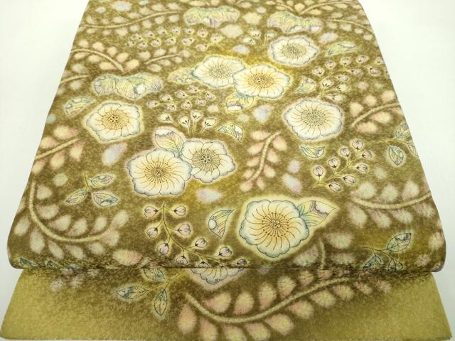 平和屋着物●九寸開き名古屋帯　作家物　絞り　辻が花　金通し地　正絹　逸品　未使用　DABD1315ps