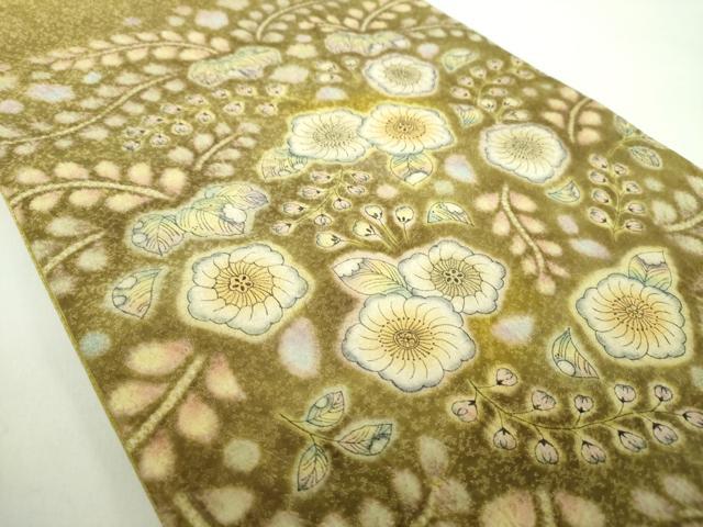 平和屋着物●九寸開き名古屋帯　作家物　絞り　辻が花　金通し地　正絹　逸品　未使用　DABD1315ps