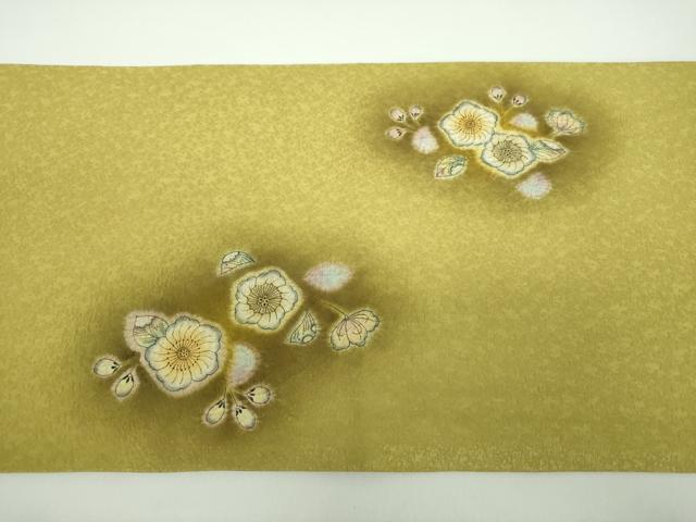 平和屋着物●九寸開き名古屋帯　作家物　絞り　辻が花　金通し地　正絹　逸品　未使用　DABD1315ps