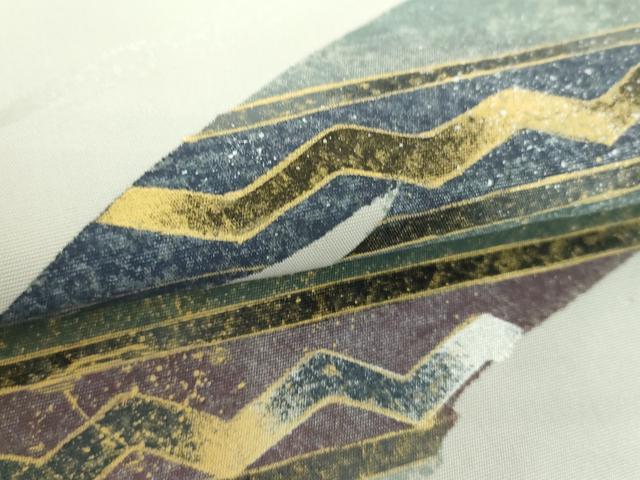 平和屋着物●塩瀬　九寸名古屋帯　作家物　横段文　金銀彩　正絹　逸品　DABD1320ps