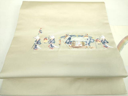 平和屋着物●九寸名古屋帯　狐の嫁入り　金糸　正絹　逸品　DABD1333ps