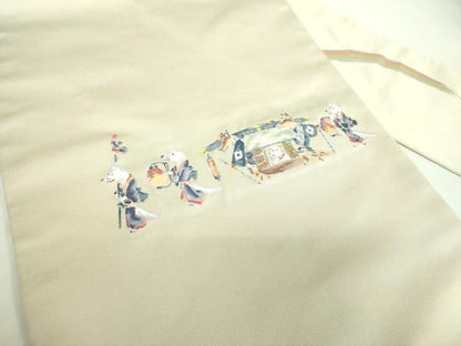 平和屋着物●九寸名古屋帯　狐の嫁入り　金糸　正絹　逸品　DABD1333ps