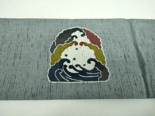 平和屋着物●九寸名古屋帯　ぜんまい紬地　紅型　花鳥文　正絹　逸品　未使用　DABD1335ps