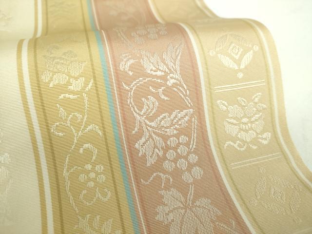 平和屋着物●本場筑前博多織　両面　全通柄　京本袋帯　名物裂花間道　花兎　荒磯　献上　ますいわ屋扱い　正絹　逸品　DABD1336ps