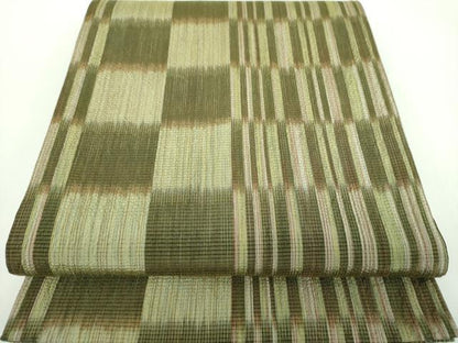 平和屋着物▽両面 全通柄袋帯 スリーシーズン 春夏秋 市松間道 正絹 逸品 DABD1337ps