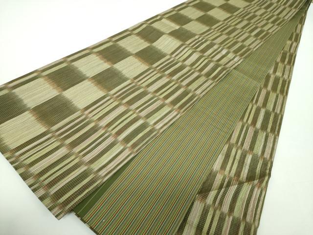 平和屋着物▽両面 全通柄袋帯 スリーシーズン 春夏秋 市松間道 正絹 逸品 DABD1337ps