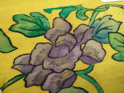 平和屋着物●太鼓柄袋帯　作家物　すくい織　花唐草文　唐子　正絹　逸品　DABD1338ps