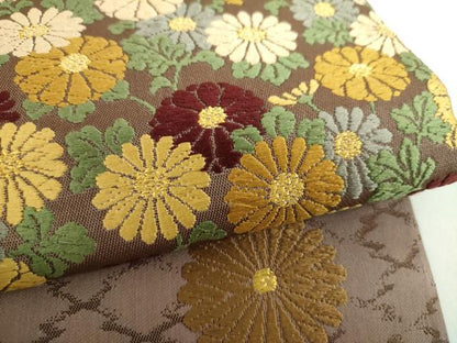 平和屋着物●六通柄袋帯　唐織　市松花文　金糸　鈴乃屋扱い　正絹　逸品　DABD1342ps