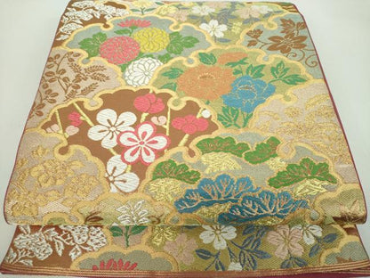 平和屋着物●西陣　川島織物　六通柄　本袋帯　雪輪花文　金銀糸　正絹　逸品　DABD1343ps