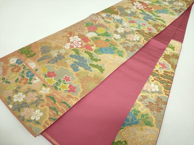 平和屋着物●西陣　川島織物　六通柄　本袋帯　雪輪花文　金銀糸　正絹　逸品　DABD1343ps